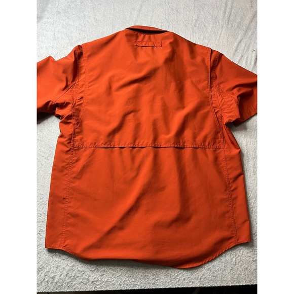 Duluth Trading Co Mens Orange Short Sleeve Button Up Shirt vented fishing - Picture 2 of 8